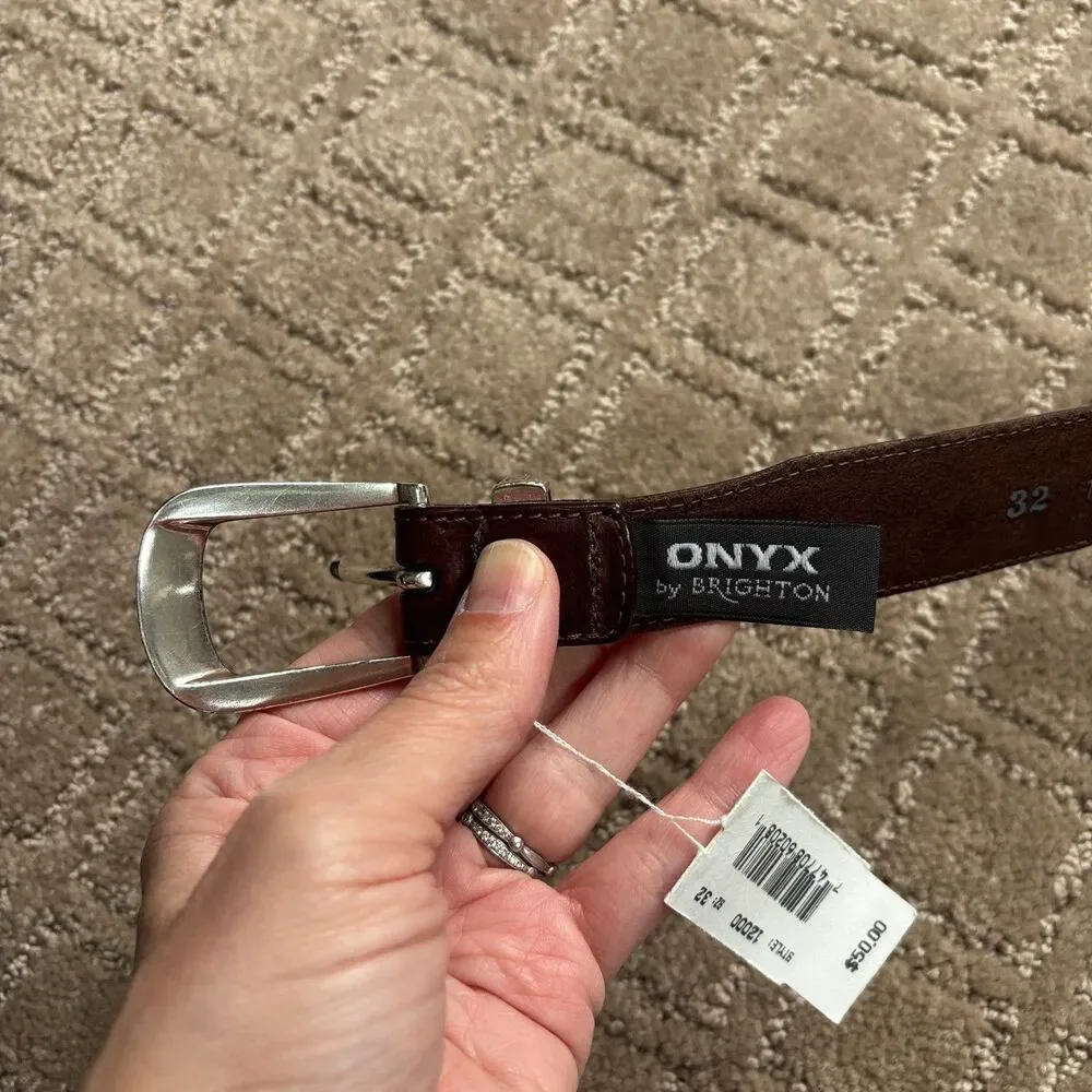 Brighton Onyx VTG Leather Golf Belt Men's 32 Brown Black Classic 1
